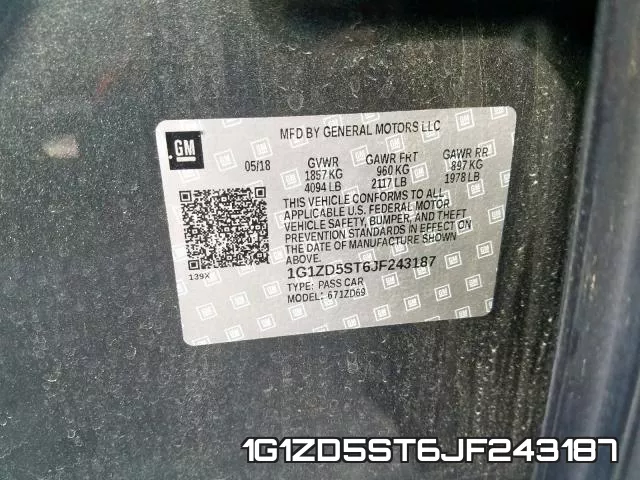 1G1ZD5ST6JF243187 фото 2