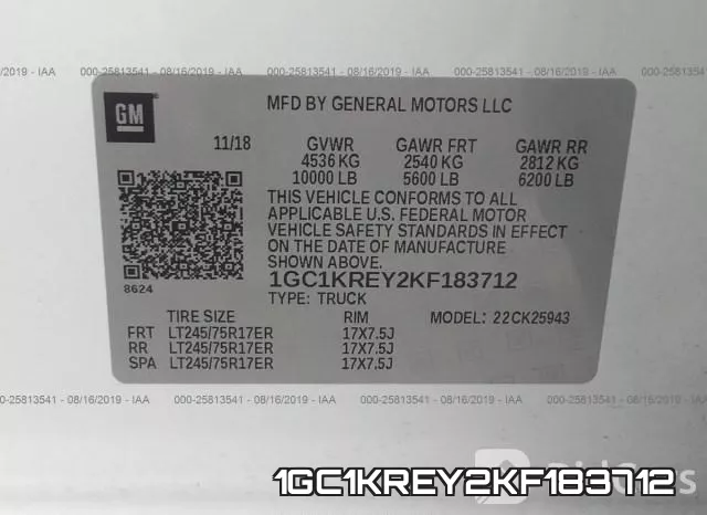 1GC1KREY2KF183712 фото 10