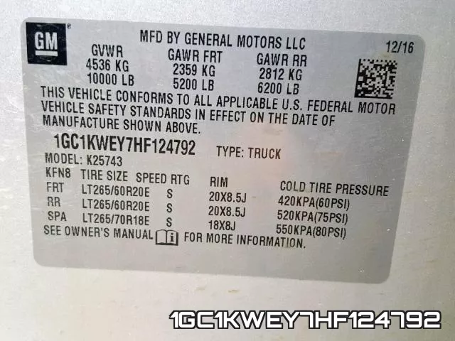 1GC1KWEY7HF124792 фото 2