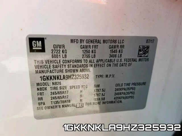 1GKKNKLA9HZ325932 фото 2