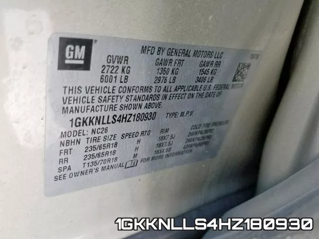 1GKKNLLS4HZ180930 фото 2