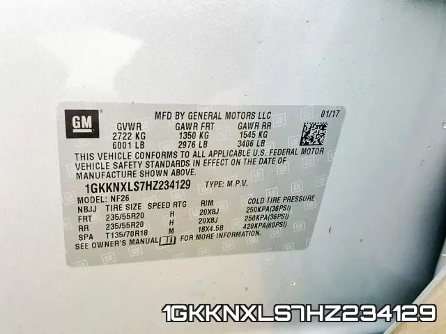 1GKKNXLS7HZ234129 фото 2