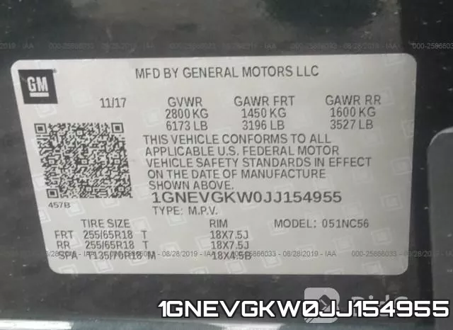 1GNEVGKW0JJ154955 фото 10