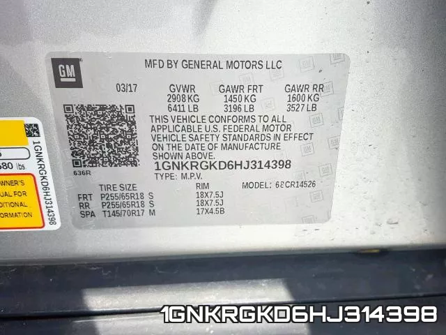 1GNKRGKD6HJ314398 фото 2