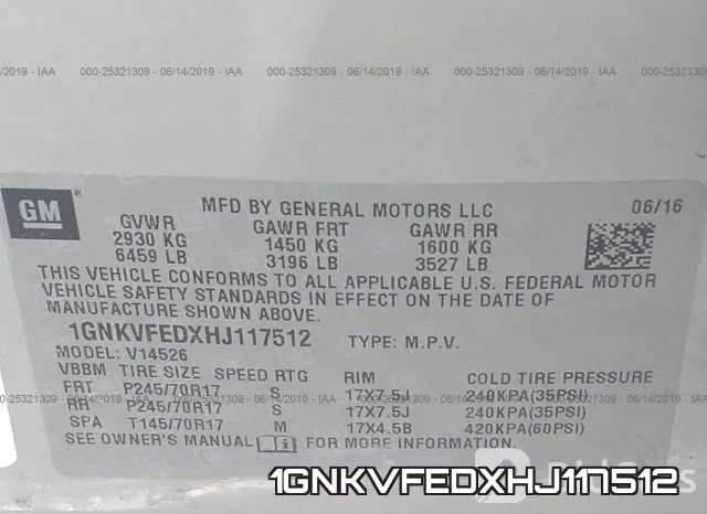 1GNKVFEDXHJ117512 фото 10