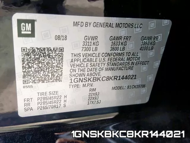 1GNSKBKC8KR144021 фото 2