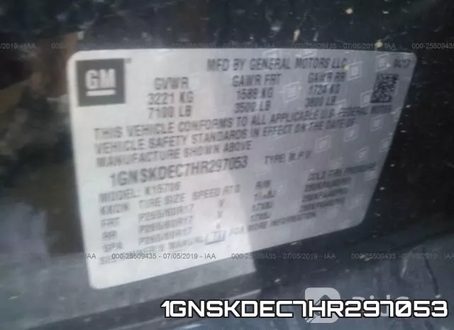 1GNSKDEC7HR297053 фото 9