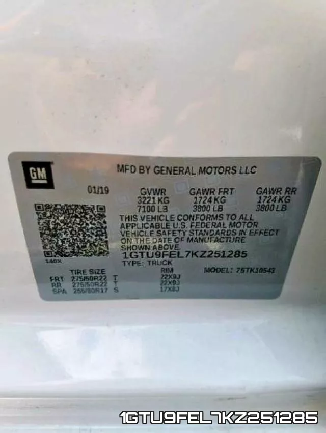 1GTU9FEL7KZ251285 фото 2