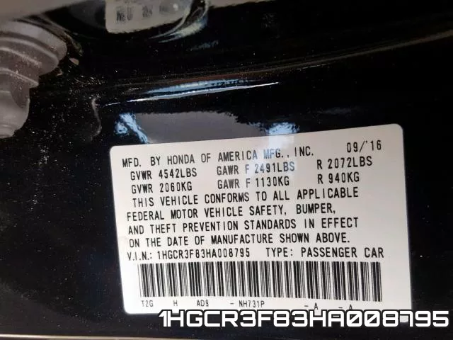 1HGCR3F83HA008795 фото 2