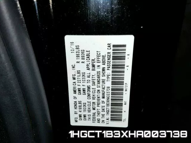 1HGCT1B3XHA003738 фото 2