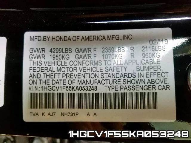 1HGCV1F55KA053248 фото 2