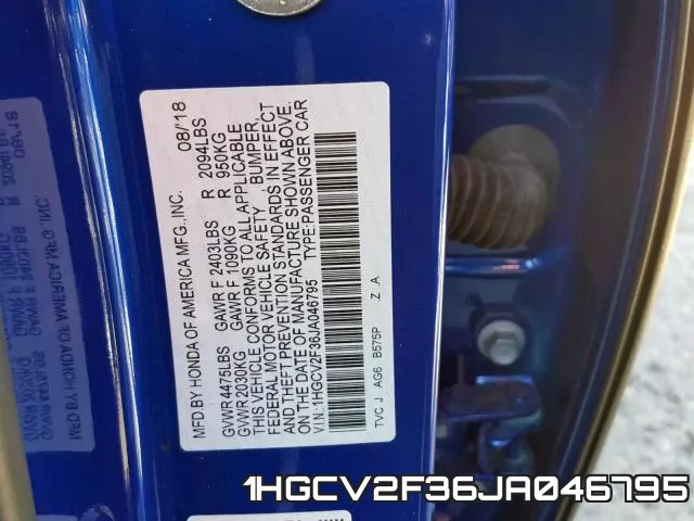 1HGCV2F36JA046795 фото 2