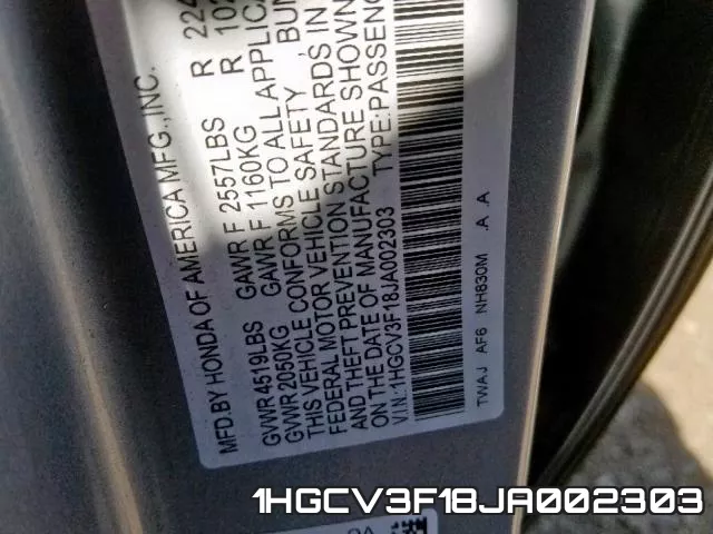 1HGCV3F18JA002303 фото 2