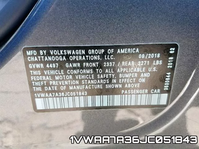 1VWAA7A36JC051843 фото 2