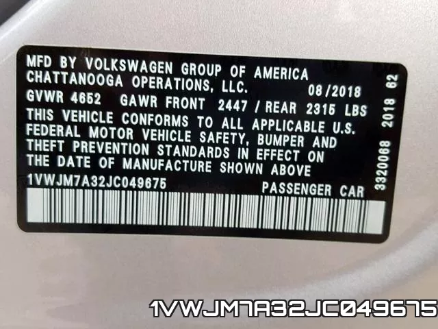 1VWJM7A32JC049675 фото 2