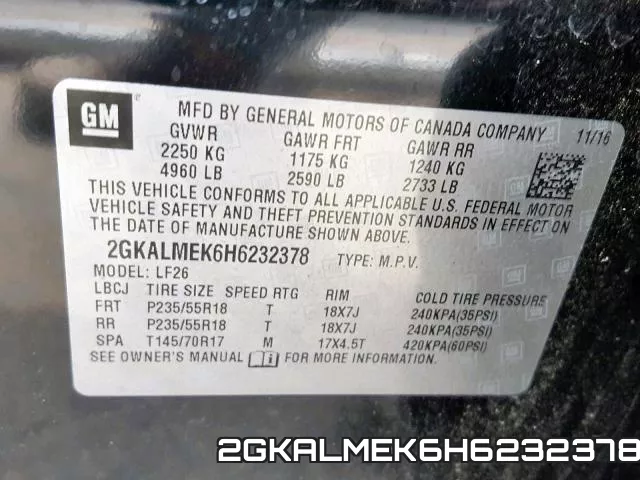 2GKALMEK6H6232378 фото 2