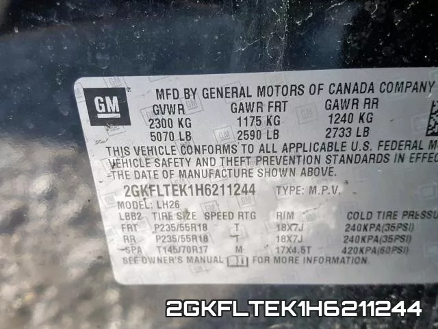 2GKFLTEK1H6211244 фото 2