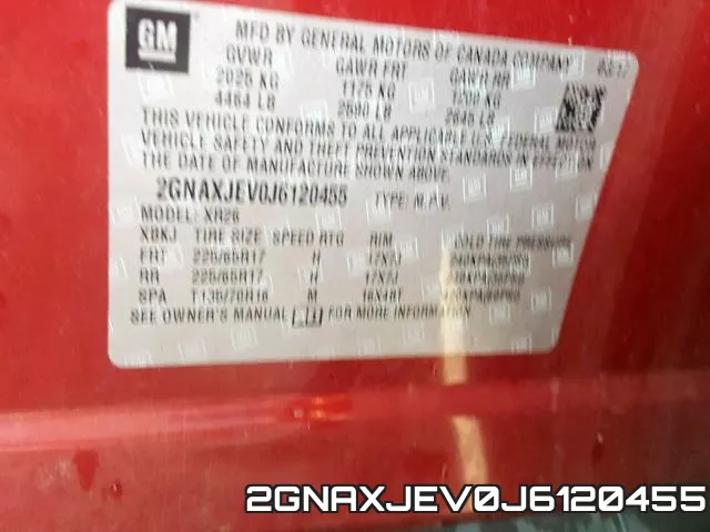 2GNAXJEV0J6120455 фото 2