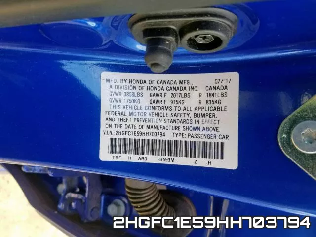 2HGFC1E59HH703794 фото 2