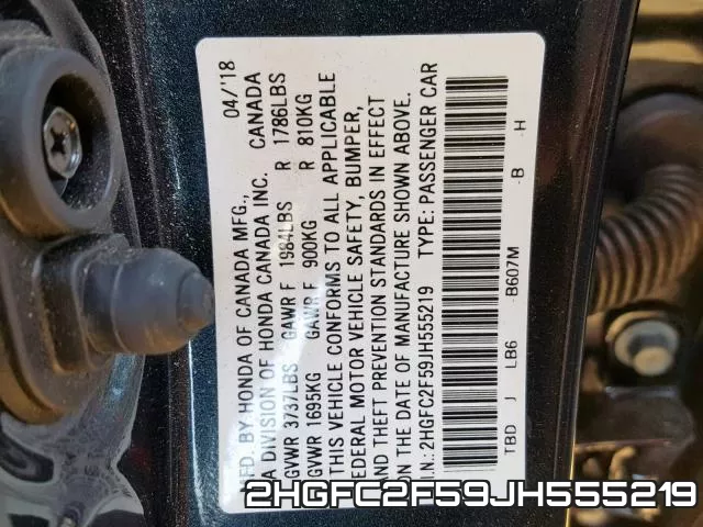 2HGFC2F59JH555219 фото 2