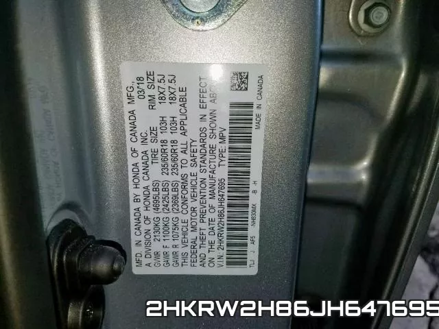 2HKRW2H86JH647695 фото 2