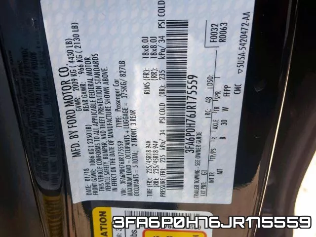 3FA6P0H76JR175559 фото 2