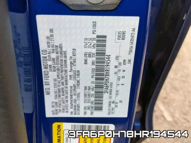 3FA6P0H78HR194544 фото 2