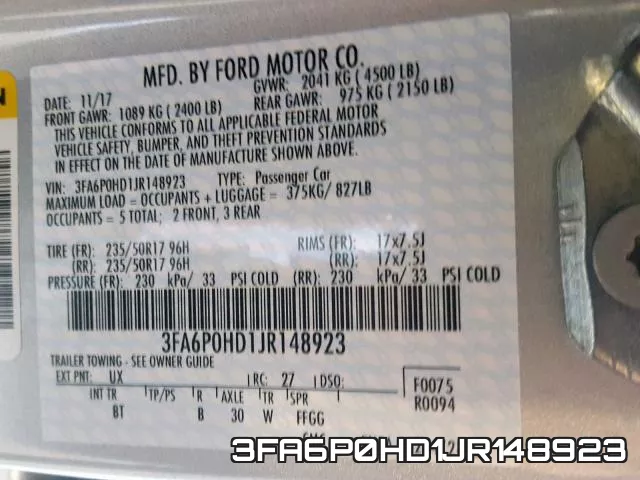 3FA6P0HD1JR148923 фото 2