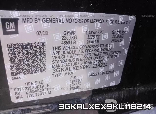 3GKALXEX9KL118214 фото 10