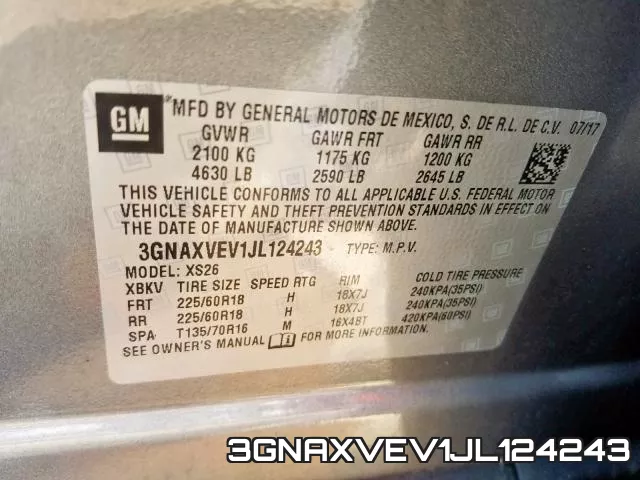 3GNAXVEV1JL124243 фото 2