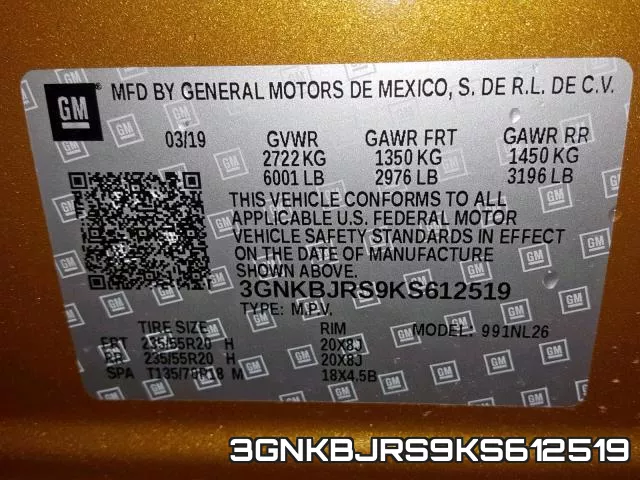 3GNKBJRS9KS612519 фото 2