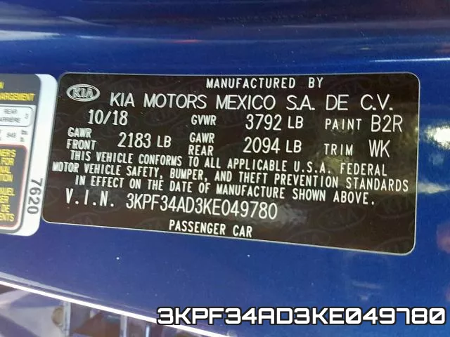 3KPF34AD3KE049780 фото 2
