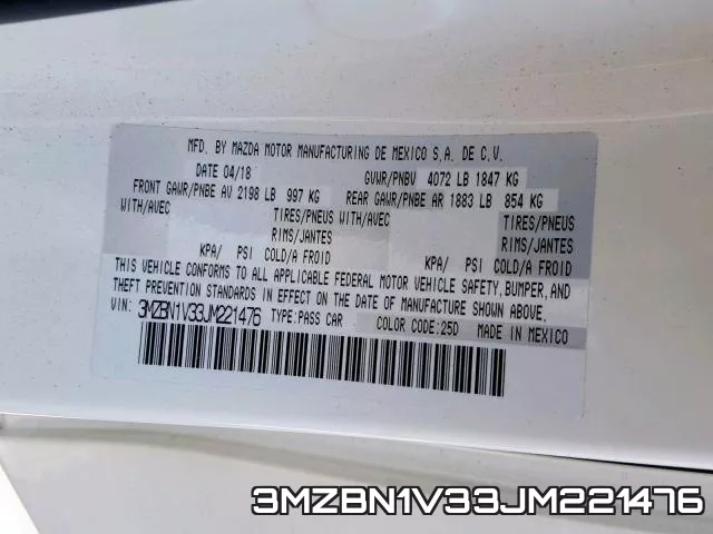3MZBN1V33JM221476 фото 2