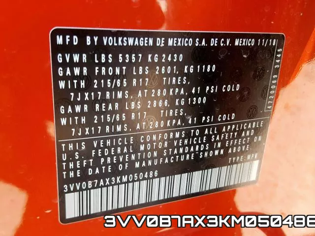 3VV0B7AX3KM050486 фото 2