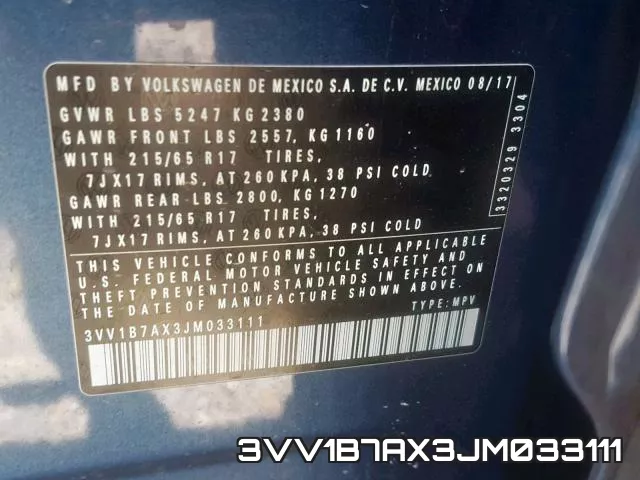 3VV1B7AX3JM033111 фото 2