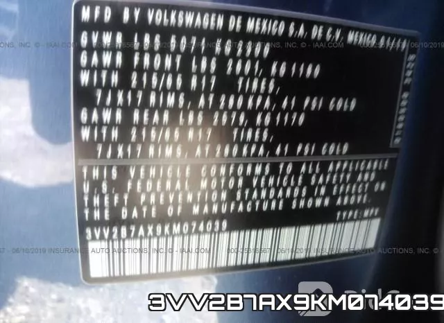 3VV2B7AX9KM074039 фото 10