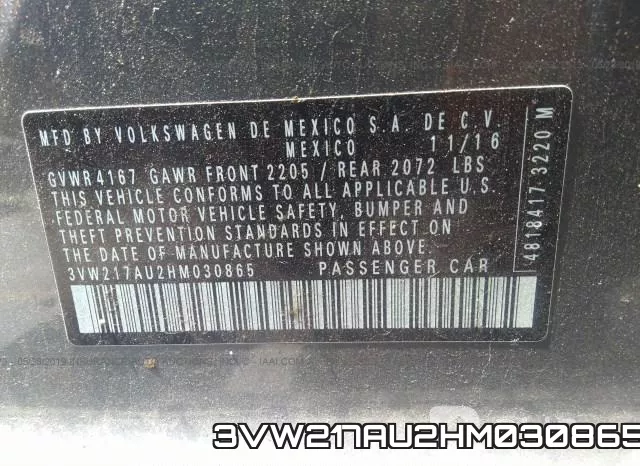 3VW217AU2HM030865 фото 10