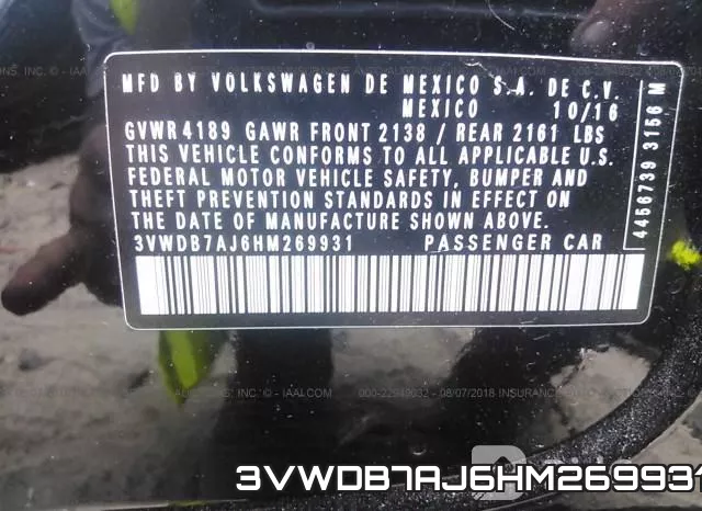 3VWDB7AJ6HM269931 фото 10