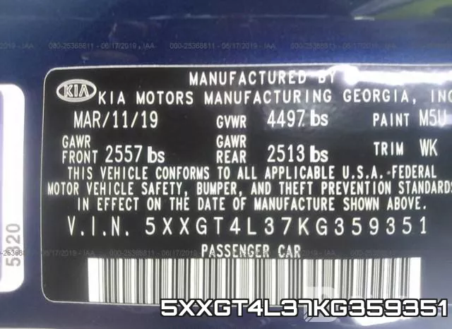 5XXGT4L37KG359351 фото 10