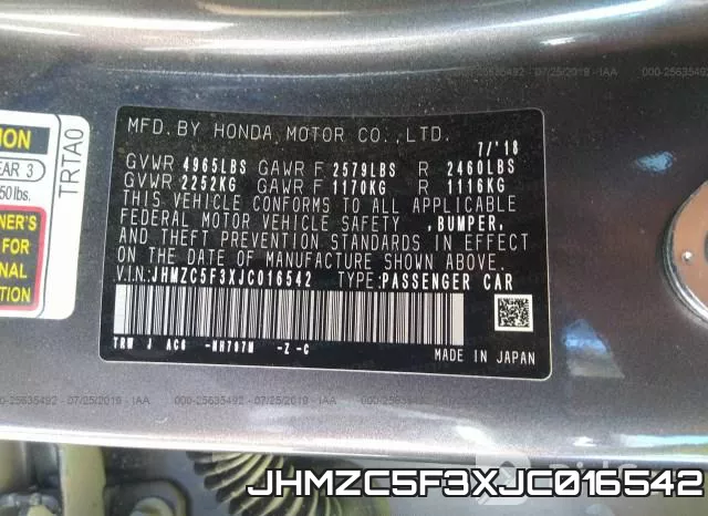 JHMZC5F3XJC016542 фото 10