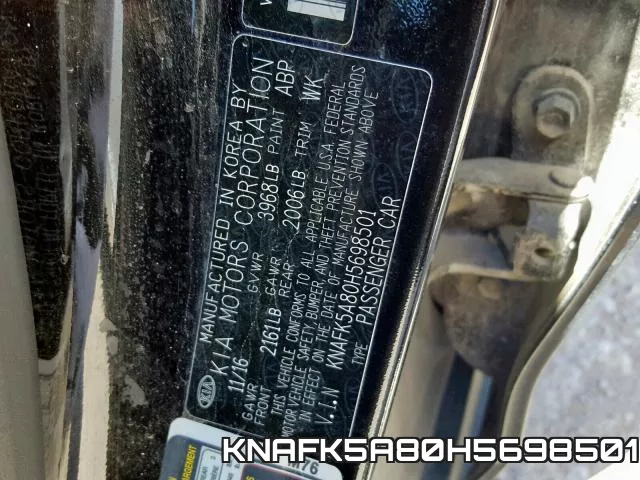 KNAFK5A80H5698501 фото 2