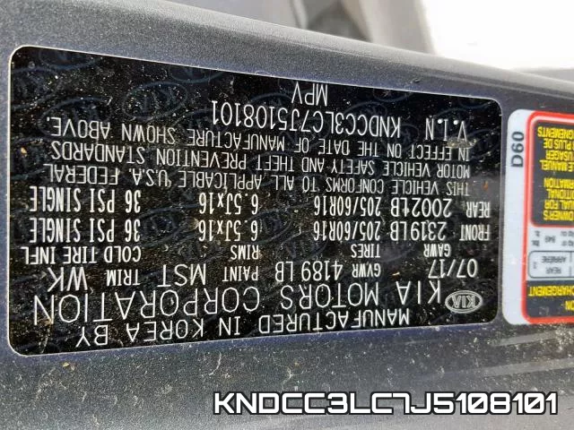 KNDCC3LC7J5108101 фото 2