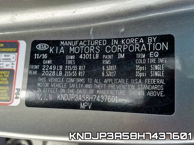 KNDJP3A58H7437601 фото 2