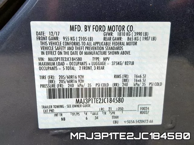 MAJ3P1TE2JC184580 фото 2