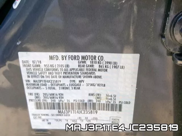 MAJ3P1TE4JC235819 фото 2