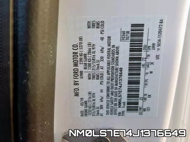 NM0LS7E74J1376649 фото 2