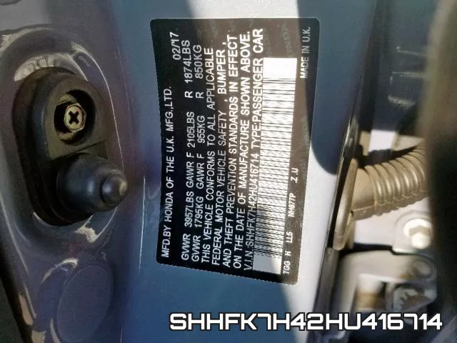 SHHFK7H42HU416714 фото 2