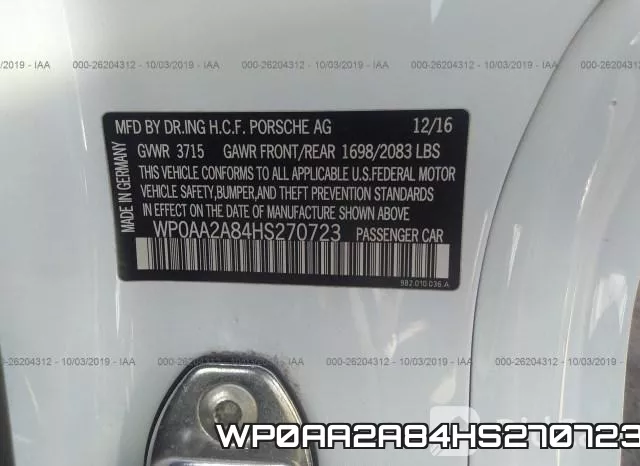 WP0AA2A84HS270723 фото 10