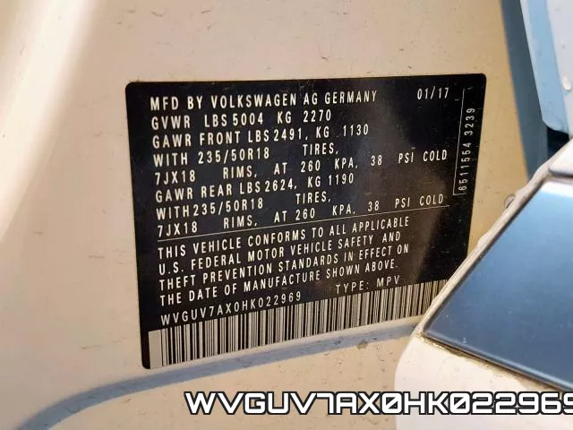 WVGUV7AX0HK022969 фото 2