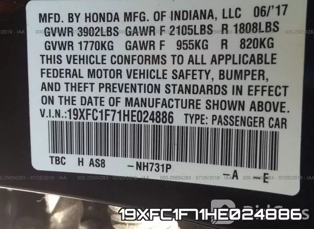 19XFC1F71HE024886 фото 10